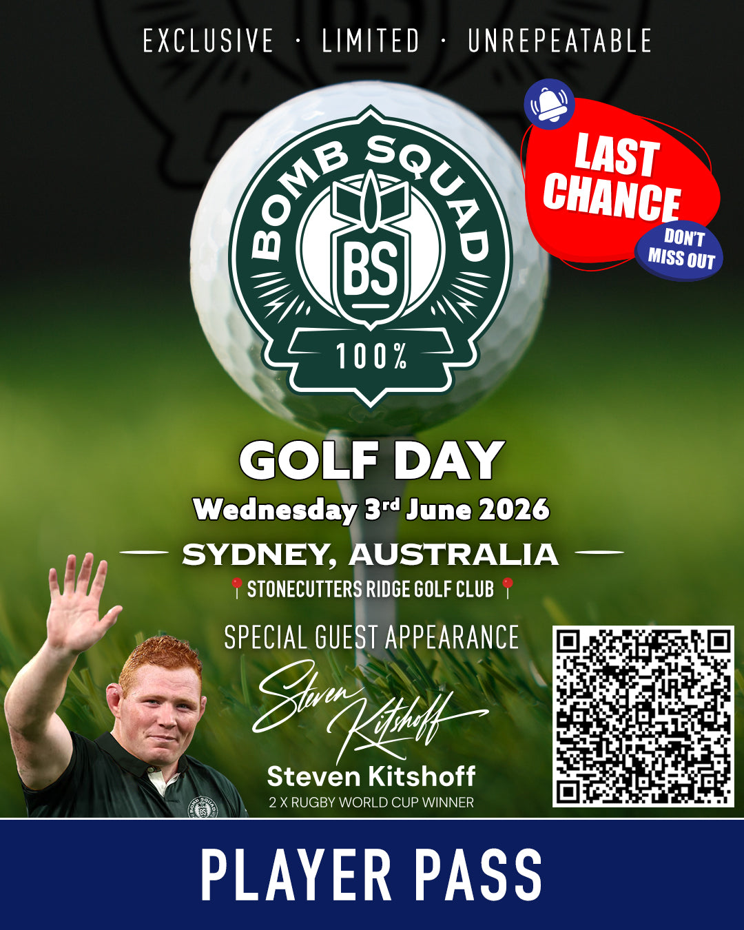 PLAYER PASS (LAST CHANCE)-Stone Cutters Ridge Golf Course,NSW,Australia. Wednesday 3rd June 2026