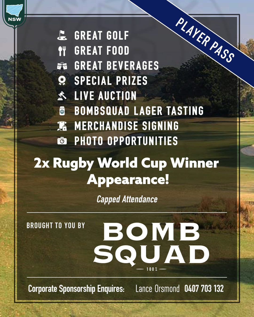 PLAYER PASS (LAST CHANCE)-Stone Cutters Ridge Golf Course,NSW,Australia. Wednesday 3rd June 2026