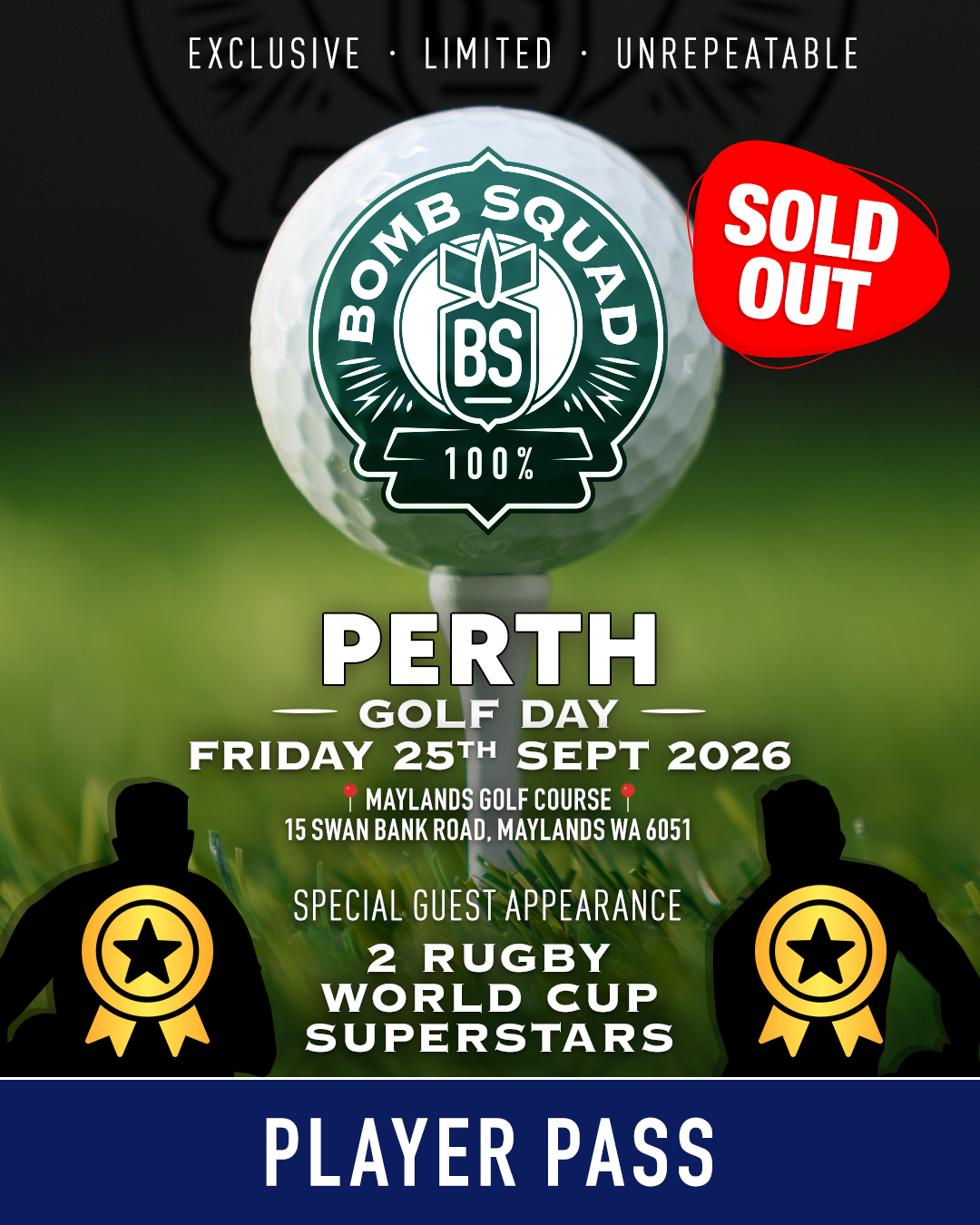 Single PLAYER PASS-Maylands Golf Course,PERTH,Australia. Friday 25th September 2026