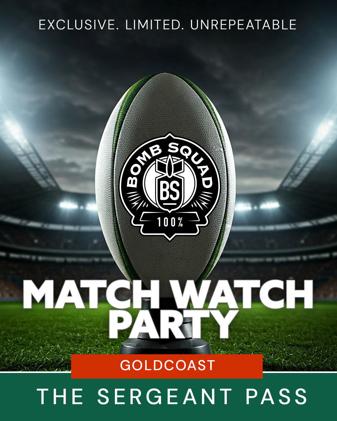 MATCH WATCH PARTY - Gold Coast, Australia. Saturday 13th Sep 2025 - Sergeant PASS