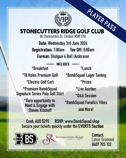 PLAYER PASS  (LAST CHANCE)-Stone Cutters Ridge Golf Course,NSW,Australia. Wednesday 3rd June 2026