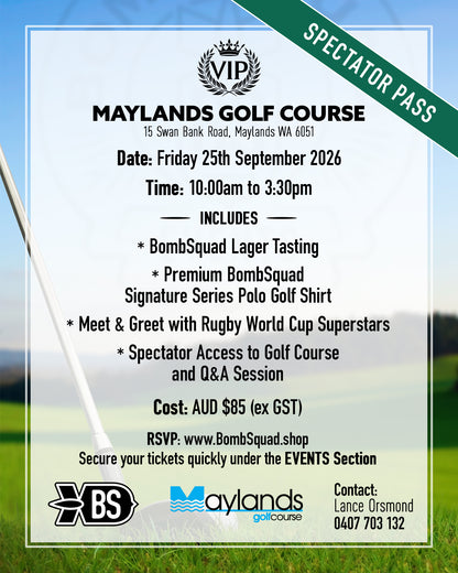 SPECTATOR PASS -Maylands Golf Course,PERTH,Australia. Friday 25th September 2026