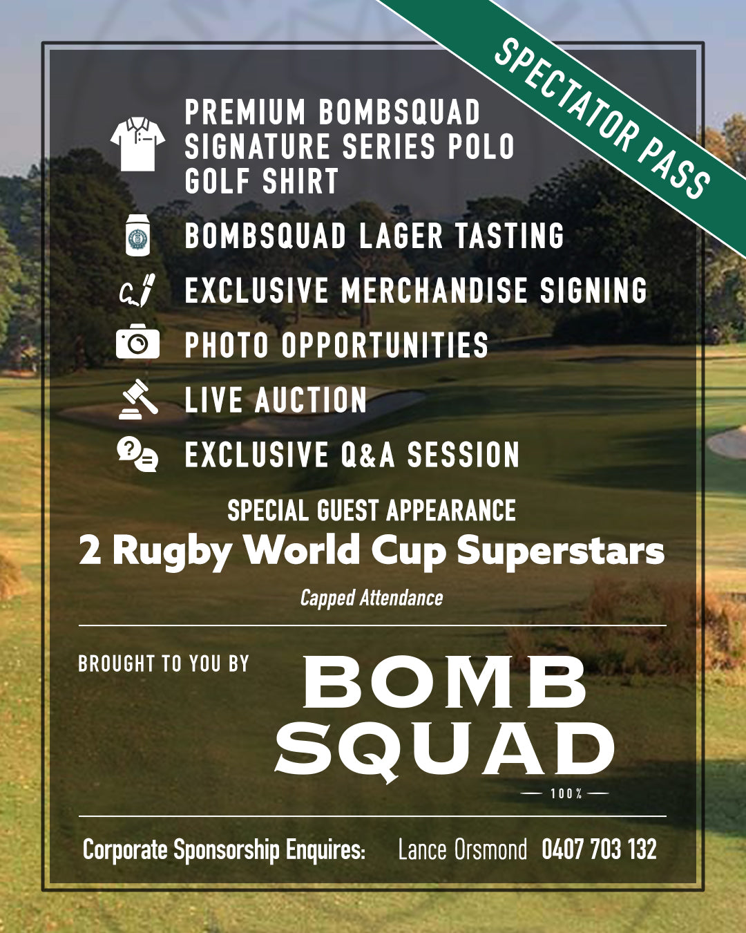SPECTATOR PASS -Maylands Golf Course,PERTH,Australia. Friday 25th September 2026